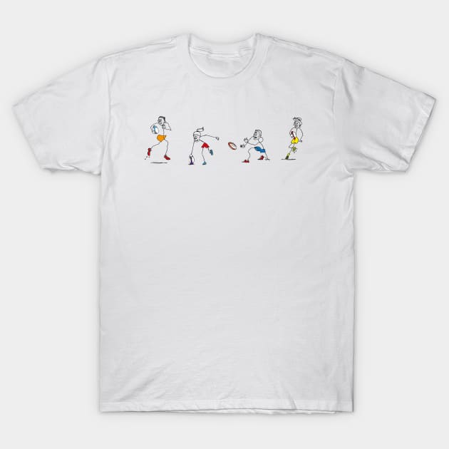 Mixed rugby stick figures T-Shirt by dizzycat-biz
